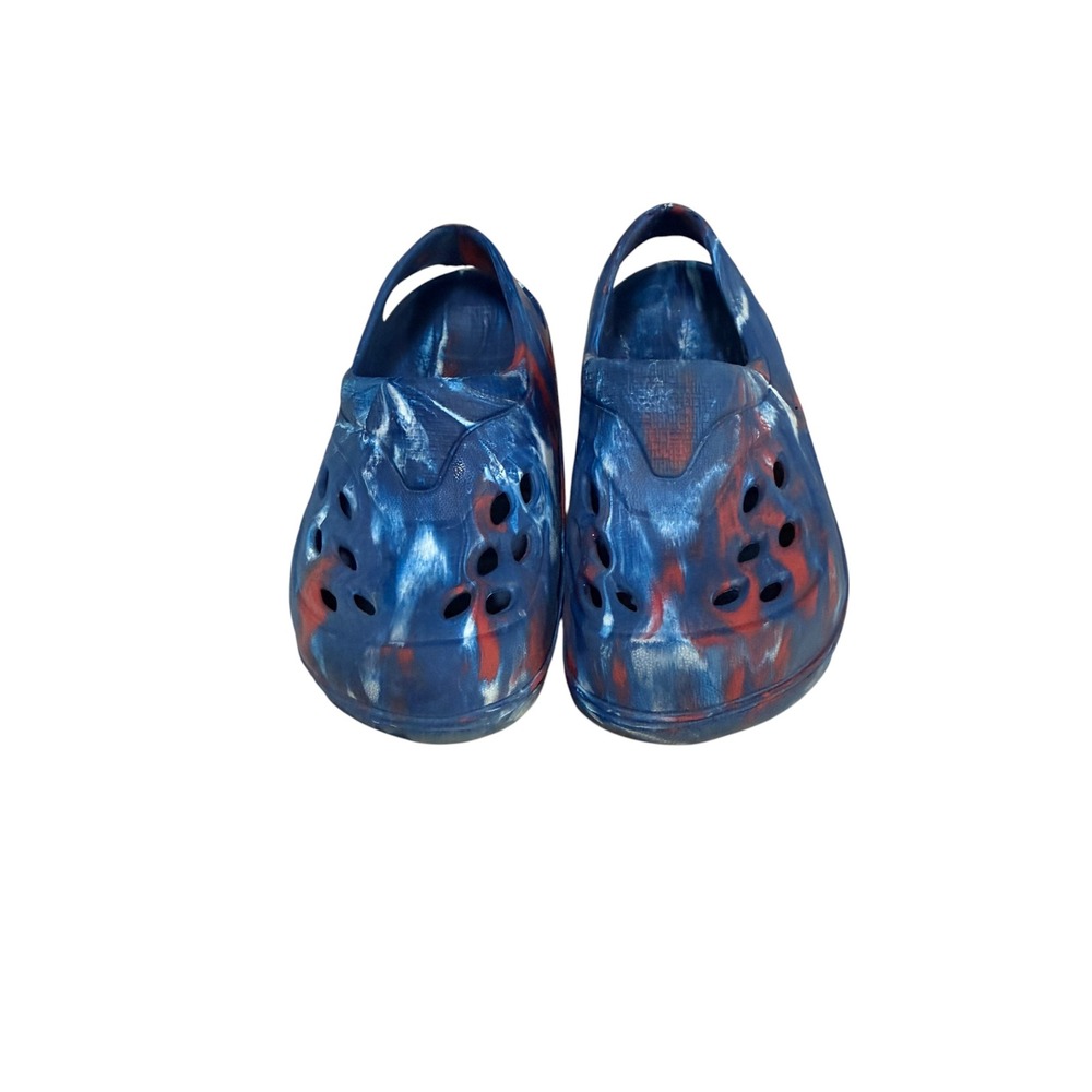 RUSA Kids Blue Red Marbled Foam Clogs Water Shoes Size 6